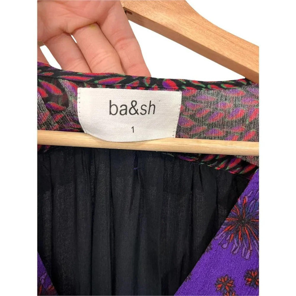 BA&SH Floral  Paris Gypsy Bohemian Midi V Neck Dress SIZE 4 NWT - Picture 10 of 12